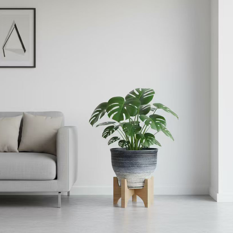 丸みを帯びた胴体のツートーンサンドブラスト植木鉢