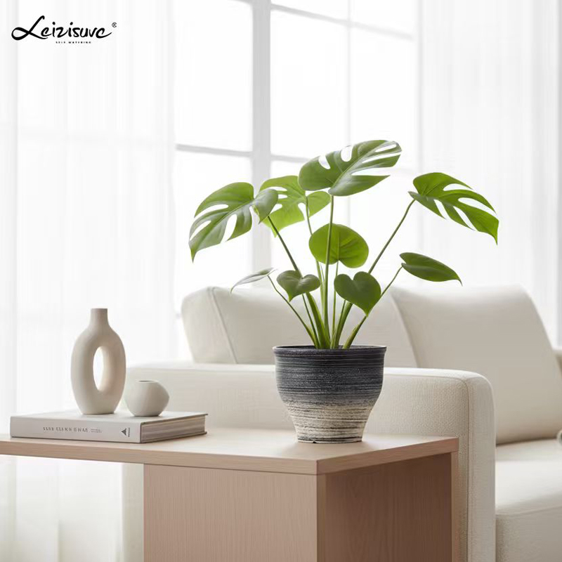 丸みを帯びた胴体のツートーンサンドブラスト植木鉢